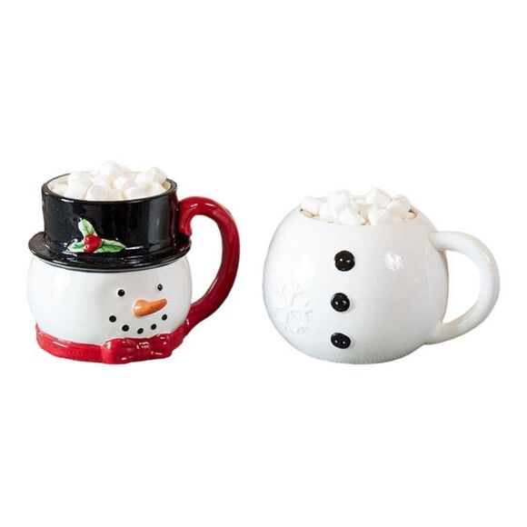 Limited Edition Snowman Stoneware Stackable Mugs- Set of 2 - Christmas 2023 - Picture 2 of 3